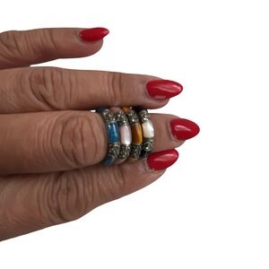 Stackable Multicolor Gemstone Sterling Silver Rings